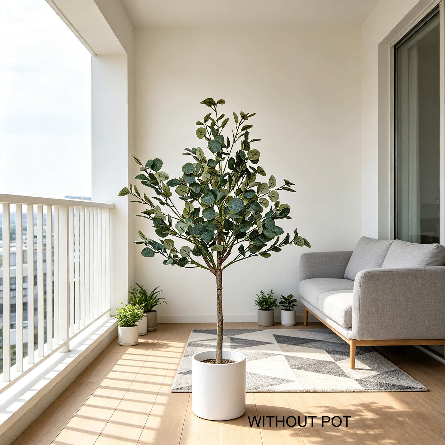 Ficus Lyrata Tree - Tanaman Eucalyptus Buatan 140cm, Tahan UV,